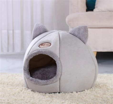 Soft Cat House Warm Bed Cave Tent With Removable Cushion Winter