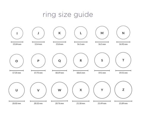 Ring Size Printable Chart