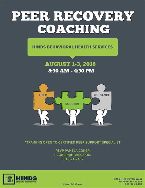 Peer Recovery Coaching Flyer Hinds Behavioral Health Services Region 9