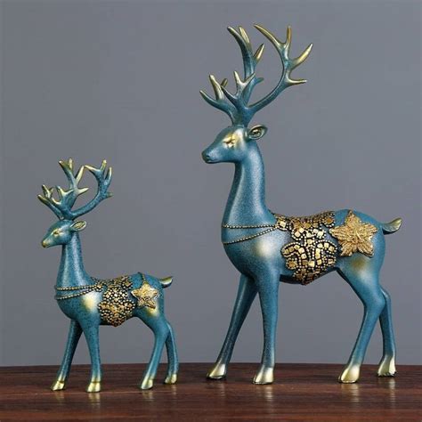 Resin Nordic Deer Head Statue Figurine Home Decor Statues Accessories