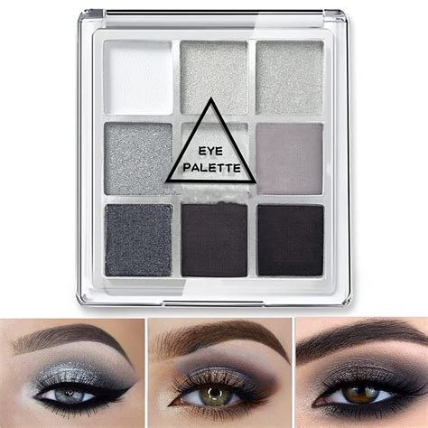 Black Grey Silver Smokey Eyeshadow Palette 9 Colors Cool Toned Matte