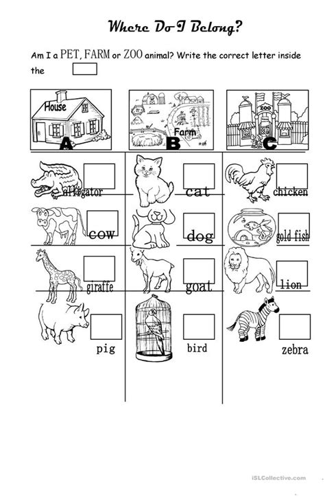 This page has a lot of free printable animal number count worksheet for kids,parents and preschool teachers. PET, FARM, or ZOO/WILD Animals worksheet - Free ESL ...