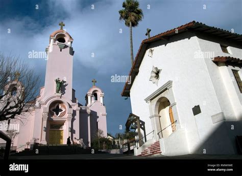 St Raphael Churce And Mission San Rafael Arcangel Stand Close To Each