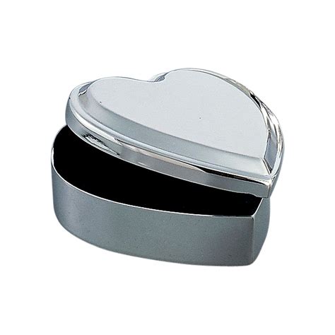 Personalized Polished Silver Heart Shaped Jewelry Box Famous Favors