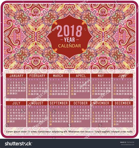2018 Year Calendar Design Vector Abstract Stock Vector Royalty Free