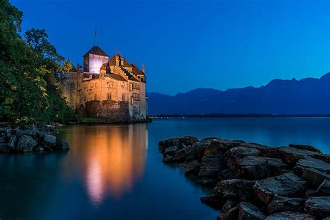 Castles Lake Switzerland Castle Château De Chillon Hd Wallpaper