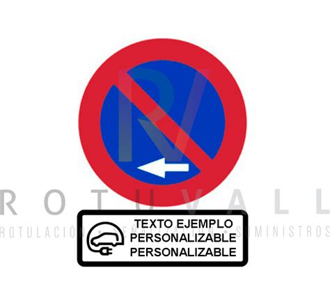 Señal Estacionamiento Prohibido Izquierda Excepto Coche Eléctrico Con