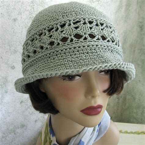 Crochet Hat Pattern Women S Summer Brimmed Hat With Mesh Band Instant