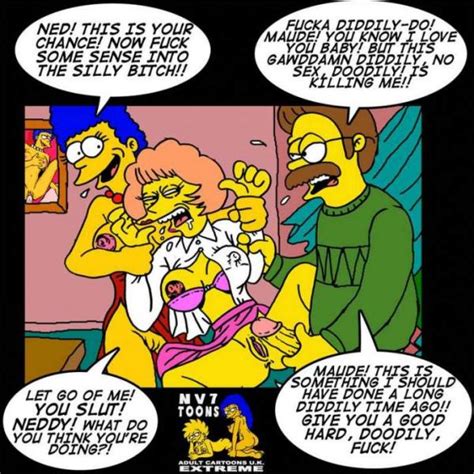 422973 Marge Simpson Maude Flanders Ned Flanders The Simpsons Nev Artist Nev Luscious Hentai