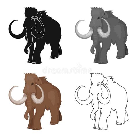 Mammoth Icon In Outline Style Isolated On White Background Dinosaurs