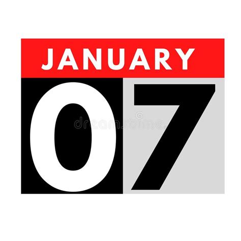 January 7 Flat Daily Calendar Icon Date Day Month Stock