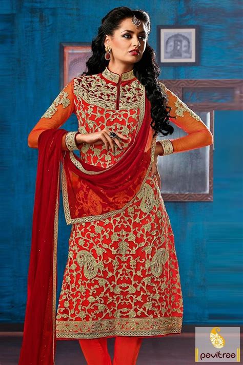 Red Straight Party Wear Salwar Kameez Wedding Salwar Suits Saree
