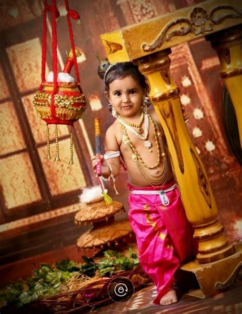 A Little Lord Krishna In A Getup Little Krishna Baby Krishna Cute