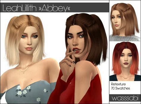 Leahlillith Abbey Hair Retextured At Wasssabi Sims Sims 4 Cc Download