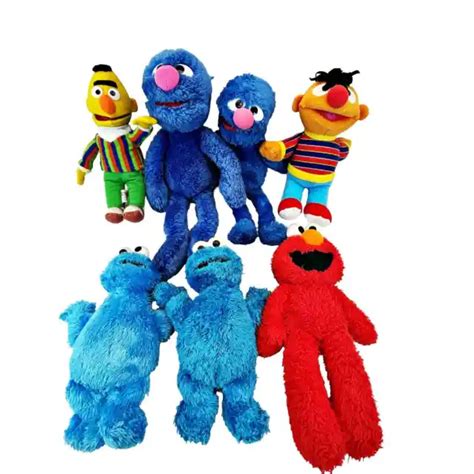 Lot Of Sesame Street Plush Characters Grover Elmo Bert Ernie Cookie