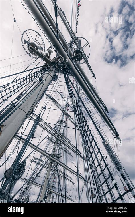 Old Sailing Ship Mast Tall Ship Rigging Detail Masts And Rigging Of A