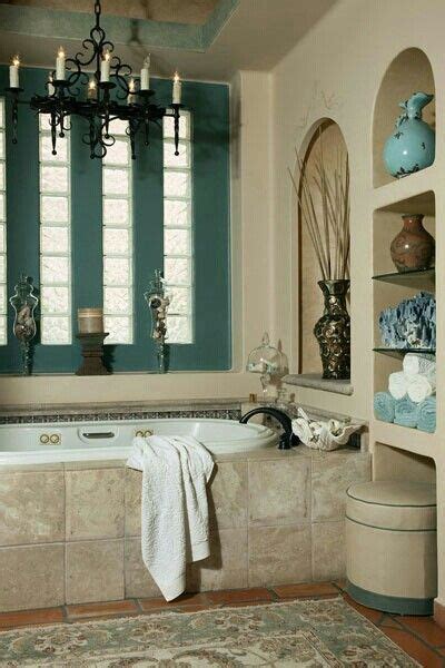 Teal And Neutral Colored Bathroom Teal Bathroom Mediterranean