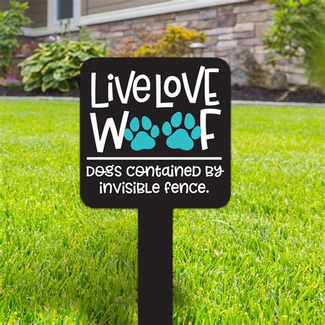 Pet Yard Sign Dogs Contained By Invisible Fence Lawn Sign Live Love