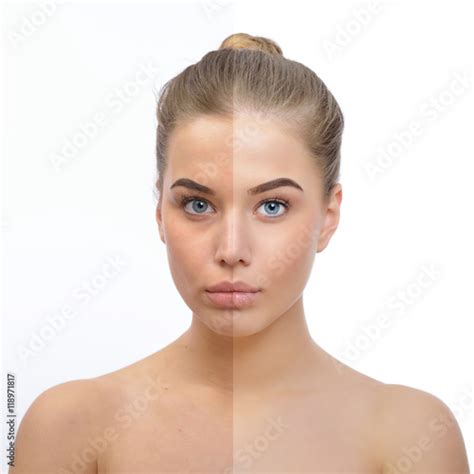 Retouch Face Of Beautiful Young Woman Before And After Retouch