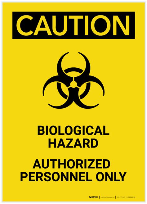 Caution Biological Hazard Authorized Only Portrait Label Creative