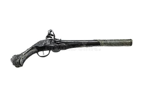 Ancient Gun On A White Background Editorial Image Image Of Flintlock