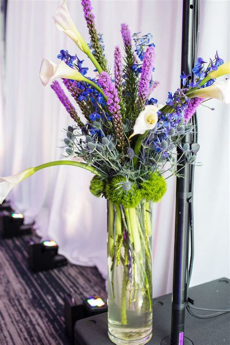 Tall Blue And Purple Floral Arrangement
