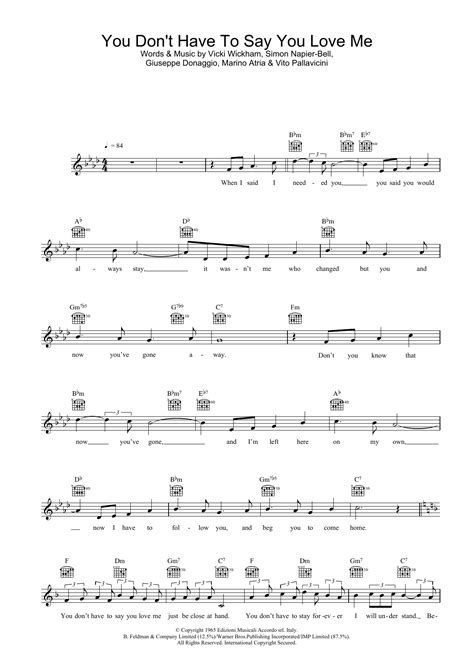 You Dont Have To Say You Love Me Sheet Music Rectangle Circle