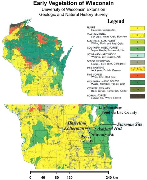 Pre Settlement Vegetation Map Of Southern Wisconsin With The Locations