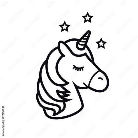Unicorn Vector Icon Isolated On White Background Head Of The Horse