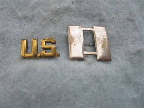 Wwii Army Officer Captain Bar And Us Collar Insignia Pins Air Corps Ww2