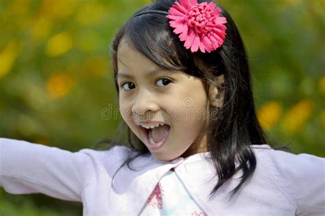 Happy Little Girl Playing Outside Stock Photo Image Of Person Girl