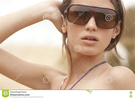 Pretty Girl With Sunglasses Stock Photo Image Of Attractive Pretty