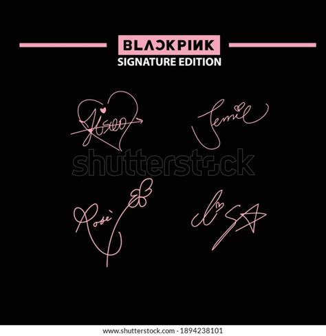 「ブラックピンクの手書きの署名のベクター画像。 ジェニー。 Jisoroselisa」のベクター画像素材（ロイヤリティフリー