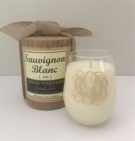 Monogrammed Stemless Wine Glass Soy Candle Personalized