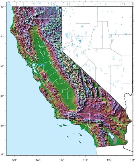California Relief Map Mapsofnet