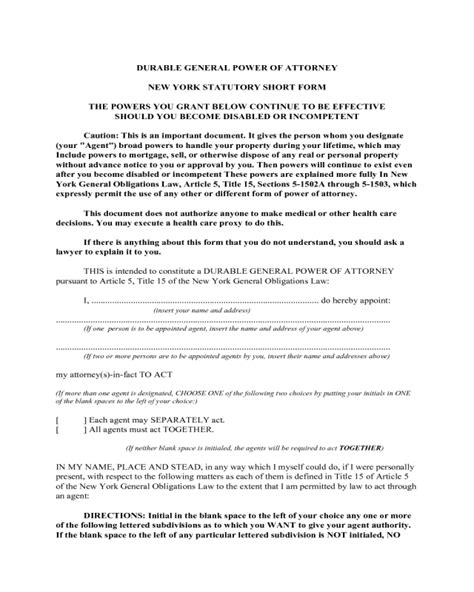 2021 Durable Power Of Attorney Form Fillable Printable Pdf And Forms