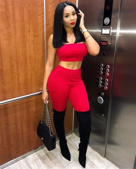 Black Girls In Red Tube Top With Red Leggins And T