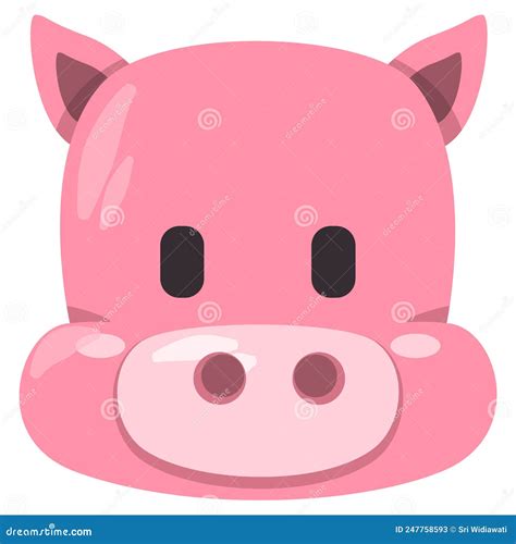 Pig Pink Piglet Face Mask Illustration Smile Head Wild Animal Smile And