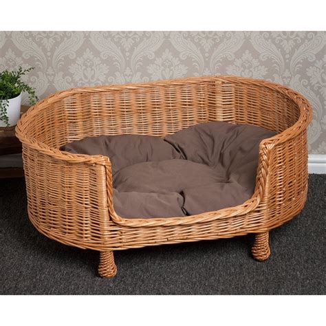 Luxury Oval Wicker And Rattan Dog Bed On Legs Free Uk Delivery