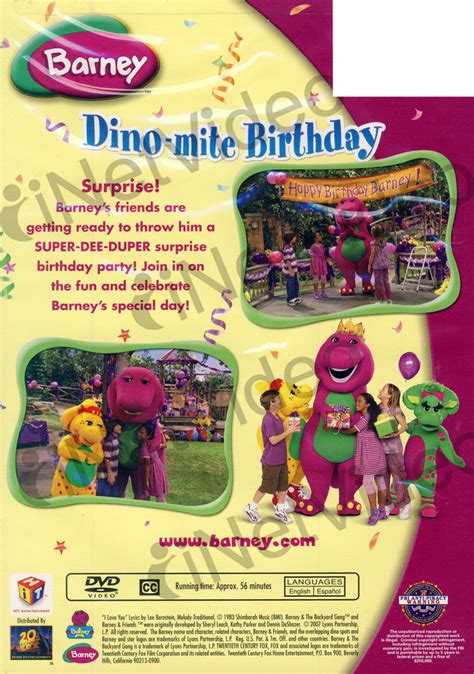 Barney Dino Mite Birthday On Dvd Movie
