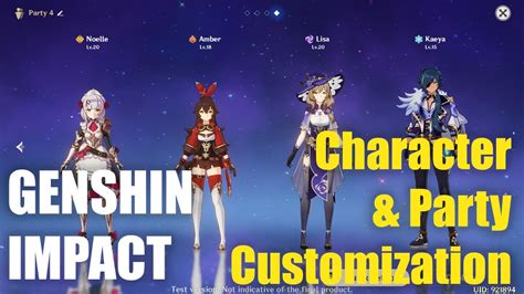 Genshin Impact Character And Party Customization Youtube