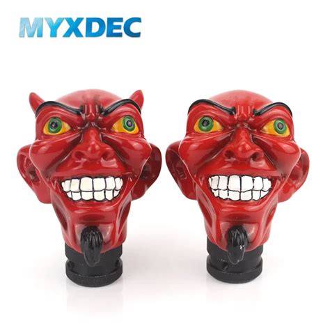 Car Tuning Horned Red Monster Auto Gear Stick Head Headband Angle Red Devils Automatic Gear