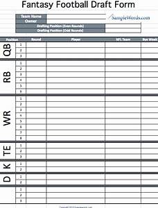 Printable Football Draft Chart And Form Pdf Excel