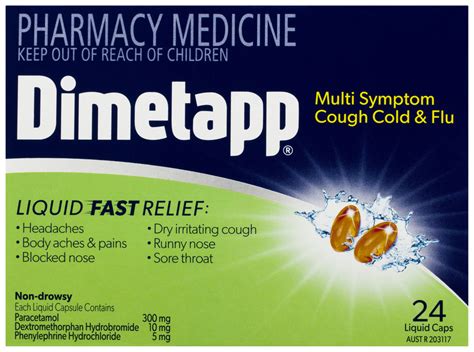 Dimetapp Multi Symptom Cough Cold And Flu Liquid Caps 24 Pack Hurst And
