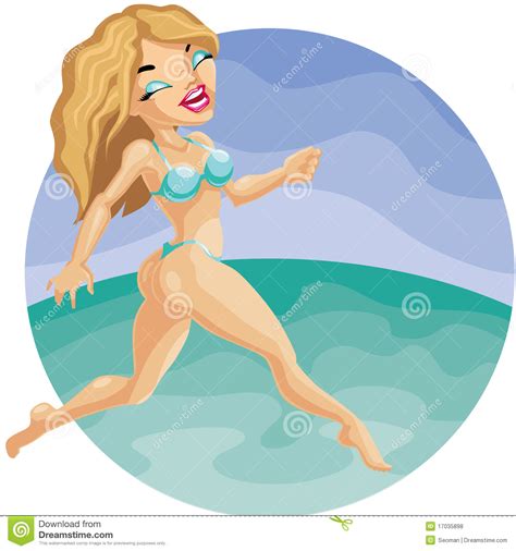 Girl In Bikini Sitting On Beach Vector Illustration Cartoondealer Com