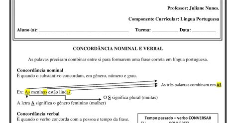 Concordancia Verbal E Nominal Atividades