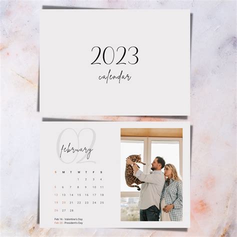 2023 Printable Monthly Calendar With Holidays 2023 Desk Etsy