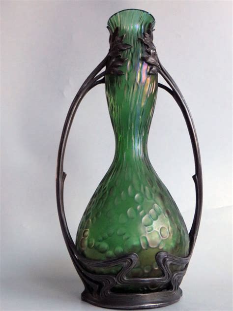 Loetz Diaspora Art Nouveau Iridescent Glass Vase In Metal Mount Catawiki