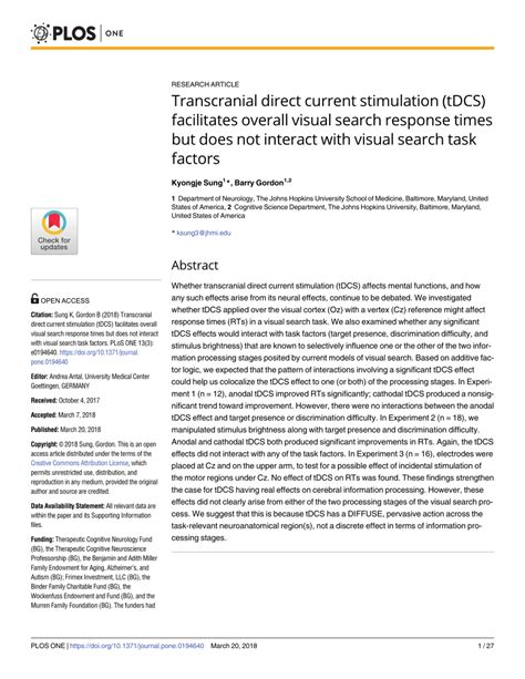 Pdf Transcranial Direct Current Stimulation Tdcs Facilitates