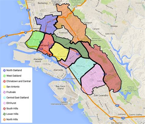 Map Of The Ten Primary Districts Of Oakland California Map Provided